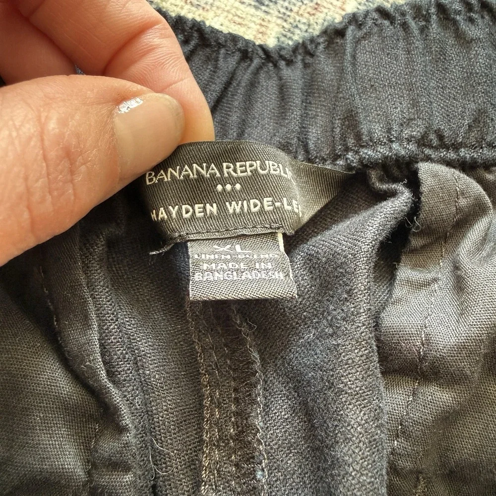 Banana Republic Hayden Wide Leg Pants Sz XL Black Linen Blend Pull On High Rise